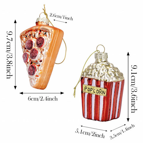 Karaca Home Weihnachten Popcorn Pizza Baumschmuck Set, 2 Teilig