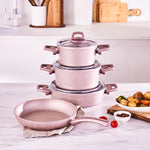 Karaca Biogranit Anna 7 Piece Cookware Set, Antik Rose