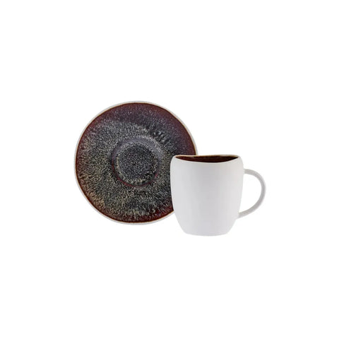 Karaca Galactic Reactive Glaze für 4 Personen Espresso Türkische Kaffeetasse Set, 8 Teilig, Weiß, 100 ml