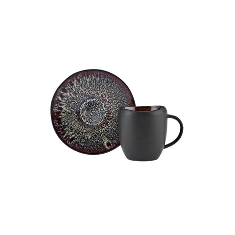 Karaca Galactic Reactive Glaze für 4 Personen Espresso Türkische Kaffeetasse Set, 8 Teilig, Schwarze, 100 ml