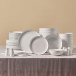 Karaca Favaro Streamline for 12 Person Dinnerware Set, 56 Piece, New Generation Bone, Platinum