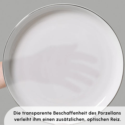 Karaca Favaro Streamline für 12 Personen Geschirrset, 56 Teilig, New Generation Bone, Platin