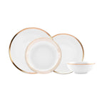 Karaca Gold Line 6 Person Dinnerware Set, 24 Piece, Porcelain 