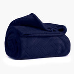 Karaca Elanor Flannel Emboss Wellsoft Double Blanket, Navy