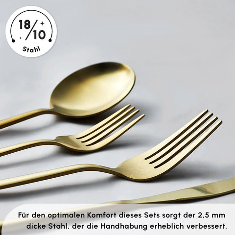 Karaca Bella Matte Gold Besteck Set für 6 Personen, 24 Teilig