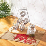 Karaca Tottori Inox Triangular Spice Set with Stand, 7 Piece, Glass 