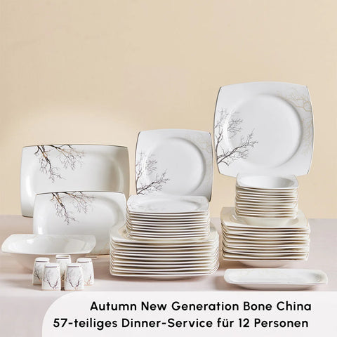 Karaca Autumn New Generation Bone 57-teiliges Tafelservice für 12 Personen