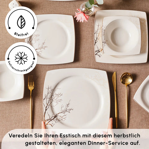 Karaca Autumn New Generation Bone 57-teiliges Tafelservice für 12 Personen