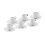 Karaca Peri 6 Person Coffee Cup Set, Porcelain, 80 ml