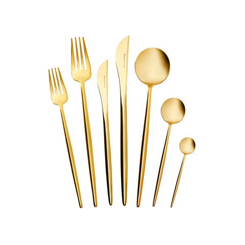 Karaca Jupiter Premium Boxed Cutlery Set Matte Gold für 12 Personen, 84 Teilig