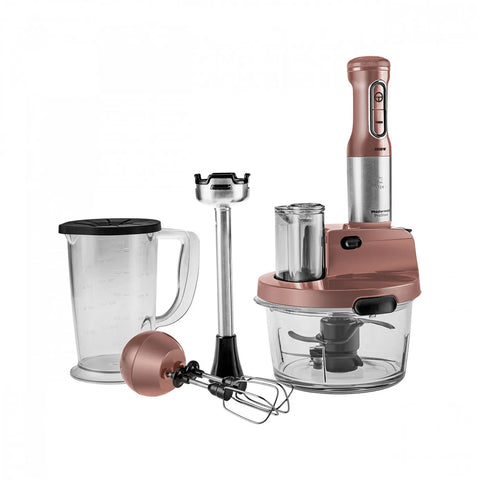 Karaca Mastermaid Küchenroboter aus Stahlglas, Langer Mixer, 2500 W, Rosegold