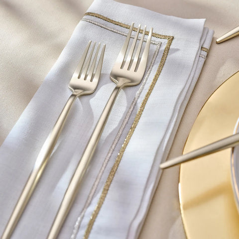 Karaca Jupiter Premium Boxed Cutlery Set Matte Champagne Gold für 12 Personen, 84 Teilig