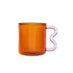 Karaca Miracle Orange Mug, Pink Zigzag Handle