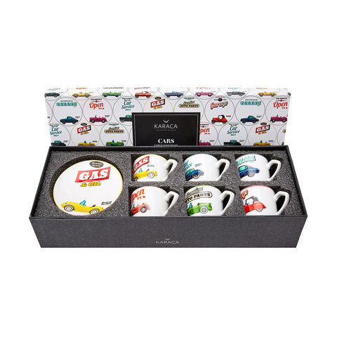 Karaca Cars 6 Personen Kaffeetassen-Set, 80 ml