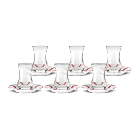 Karaca Astley 6 Personen Tee-Set, 12 Teilig, Rot