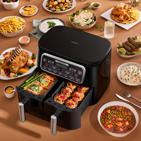 Karaca Air Cook Duo Hausmannskost XXXL 8 Liter Airfryer, Black Chrome, 8 Personen, 2500W