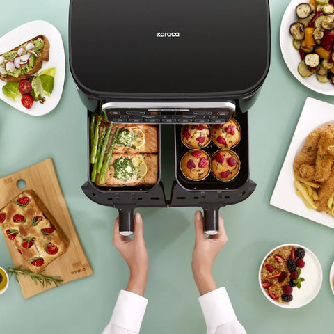 Karaca Air Cook Duo Hausmannskost XXXL 8 Liter Airfryer, Black Chrome, 8 Personen, 2500W