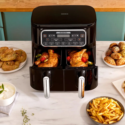 Karaca Air Cook Duo Hausmannskost XXXL 8 Liter Airfryer, Black Chrome, 8 Personen, 2500W