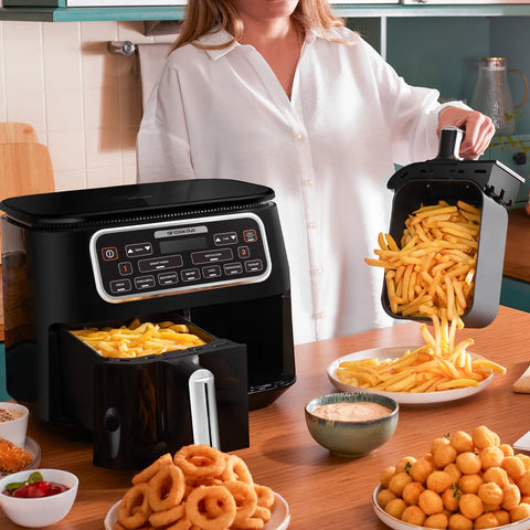 Karaca Air Cook Duo Hausmannskost XXXL 8 Liter Airfryer, Black Chrome, 8 Personen, 2500W