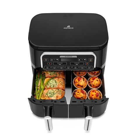 Karaca Air Cook Duo Hausmannskost XXXL 8 Liter Airfryer, Black Chrome, 8 Personen, 2500W