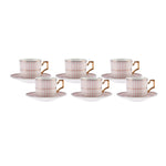 Karaca Jolly Pink Double Line 6 Personen Kaffeetassen-Set 100 ml