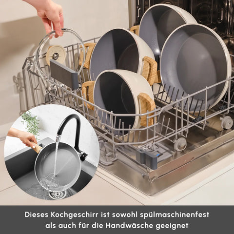 Karaca Swiss Crystal 7-teiliges Kochtopfset, Induktion Basiert, Creme