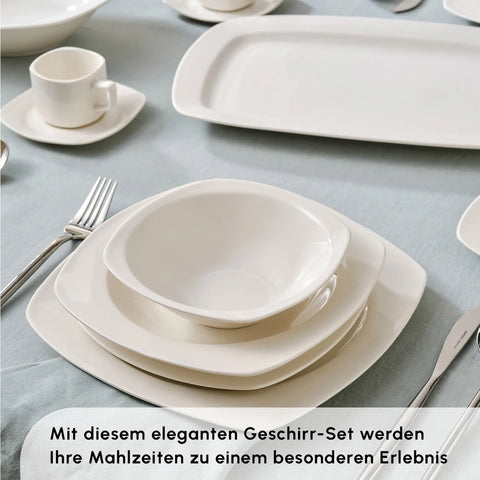 Karaca Timeless White Square Geschirr-Set für 12 Personen, 84 Teilig