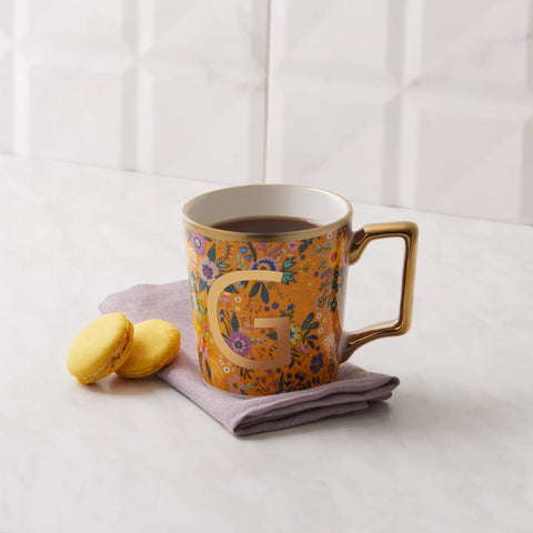 Karaca Flower G Buchstabe Tasse 350 ml