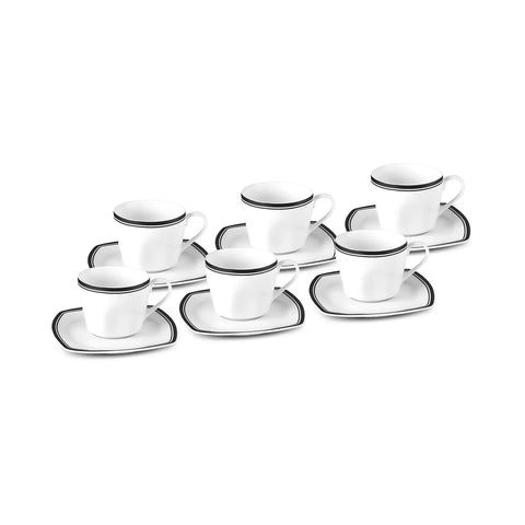 Karaca Black Line Teetassen-Set für 6 Personen, 12 Teilig, 220 ml