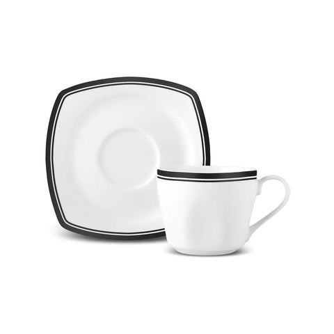 Karaca Black Line Teetassen-Set für 6 Personen, 12 Teilig, 220 ml