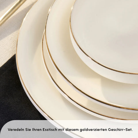 Karaca Streamline Meridian Gold Geschirrset 59 Teile für 12 Personen