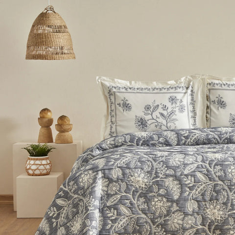 Karaca Home Lehm Doppelbettdecke Set Indigo