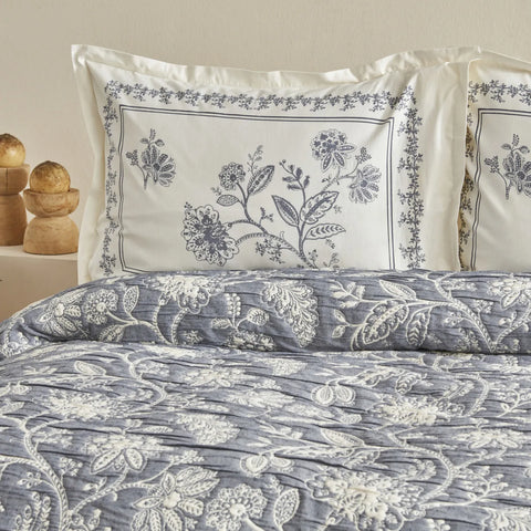 Karaca Home Lehm Doppelbettdecke Set Indigo