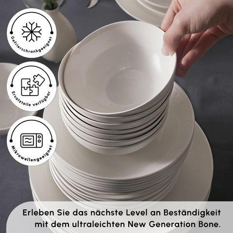 Karaca Arte 53-teiliges Tafelservice für 12 Personen, New Bone China