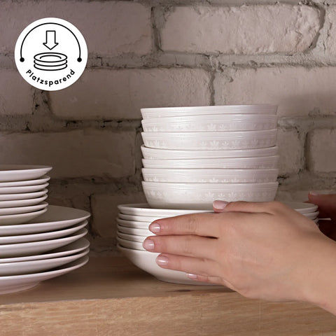 Karaca Arte 53-teiliges Tafelservice für 12 Personen, New Bone China