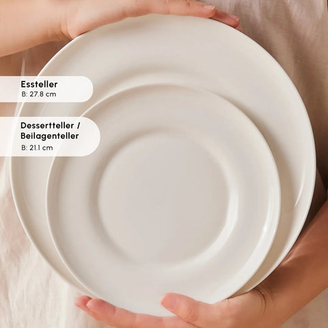 Karaca Streamline Selene 24-teiliges Bone China Geschirrset für 6 Personen, Weiß