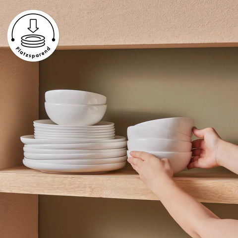 Karaca Streamline Remi 18-teiliges Tafelservice aus Bone China für 6 Personen, weiß