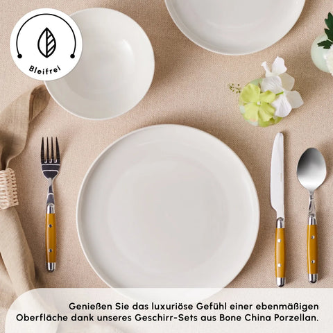 Karaca Streamline Remi 18-teiliges Tafelservice aus Bone China für 6 Personen, weiß