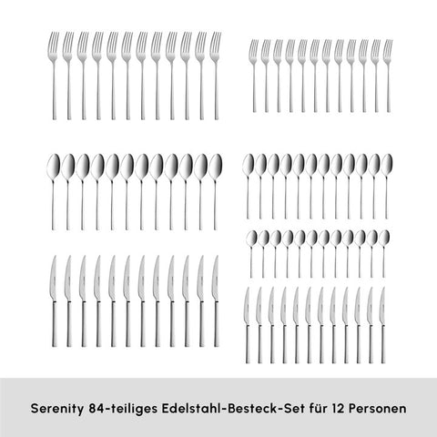 Karaca Serenity Elegance 12-Person 84-Piece Cutlery Set 