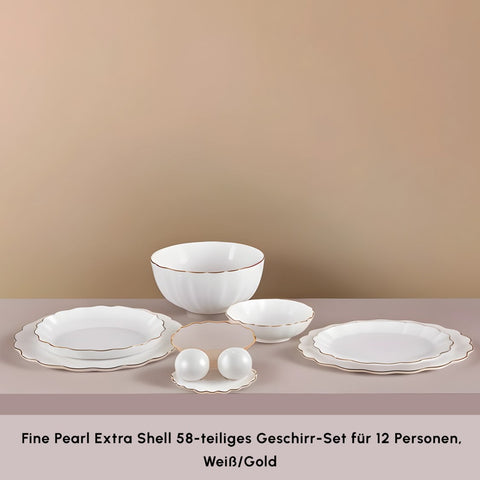 Karaca Fine Pearl Extra Shell 58 Stück 12 Sitzer Dinner Set Gold