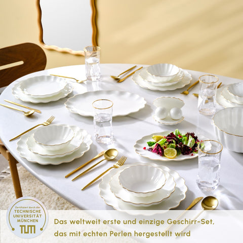 Karaca Fine Pearl Extra Shell 58 Stück 12 Sitzer Dinner Set Gold