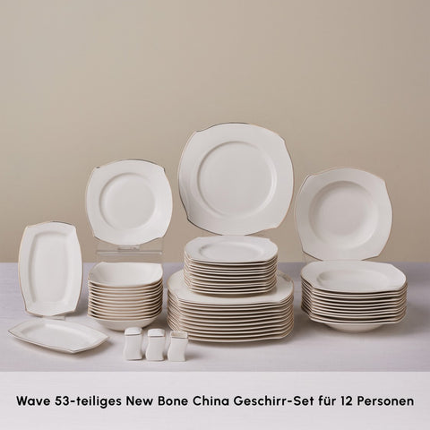 Karaca Wave 53-Piece 12-Person New Bone Dinner Set