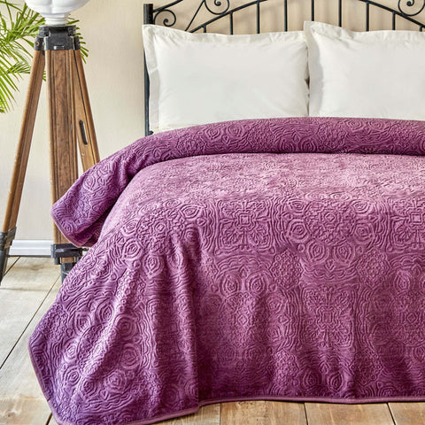 Karaca Home Scala Plum Double Embossy Blanket