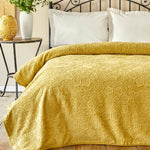 Karaca Home Scala Mustard Double Embosy Blanket